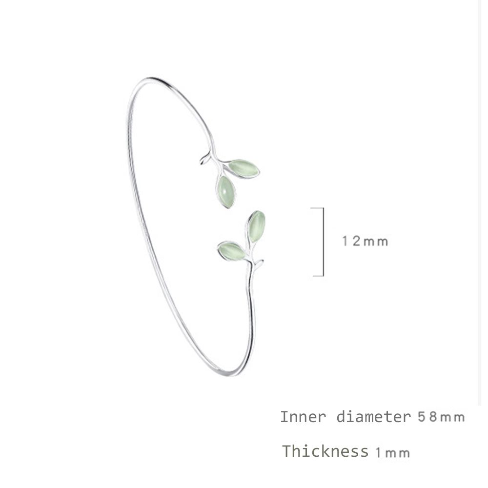 Korean Style Women Bracelet Open Bangle Bracelet Adjustable Bangle Green Leaf Cuff Bracelet