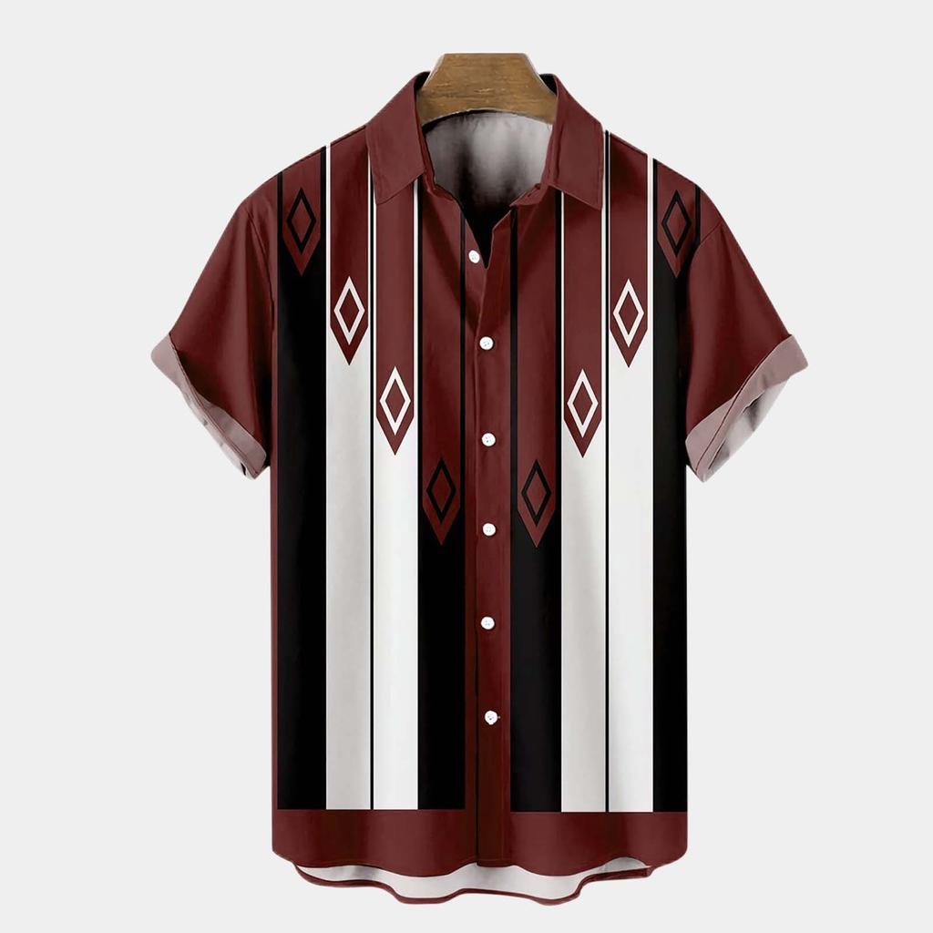 Summer Mens Cool Thin Breathable Lapel Collar Hanging Dyed Gradient Cotton Shirt
