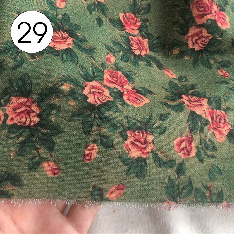 100x145cm Pastoral Style Small Floral Printed Fabric Retro Cotton Linen Fabric For Sewing Clothes Tablecloth DIY Patchwork
