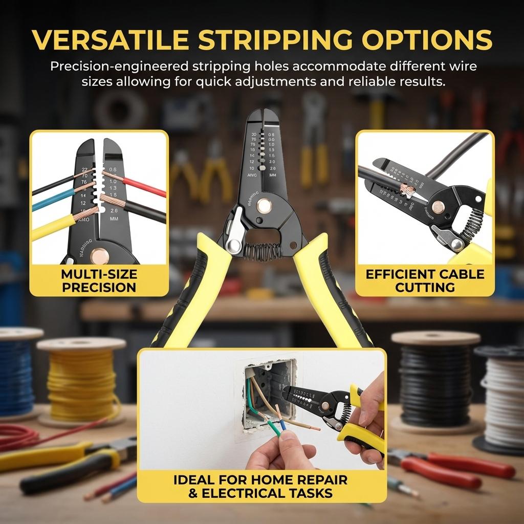 Electrician Multifunction Wire Stripping Pliers With High-Carbon Steel For Home Repair And Cable Cutting