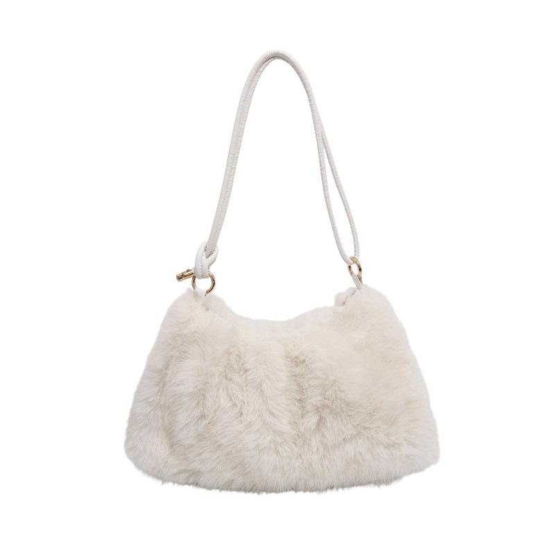 

2025 autumn and winter new trendy fashion portable underarm bag women s versatile plush bag Korean version of the high-end shoulder bag белый