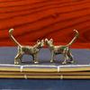 Handcrafted Vintage Brass Cat Figurine Set - Metal Animal Decor Ornament for Home and Collectors