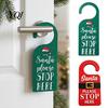 Christmas Door Hanger Decorations Handle Sign, Santa Please Stop Here Plastic Red Green Sign Festive Knob for Holiday Bedroom Decoration Cute