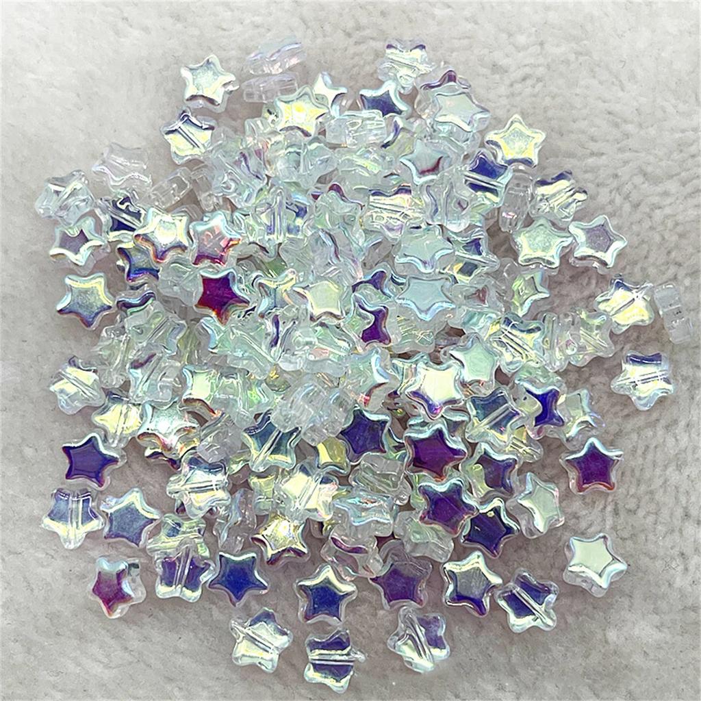 Colorful 30pcs 8mm Mini Polychrome Cute Gradient Five-pointed Star Glass Beads Loose Spacer Beads Jewelry Making DIY Handmade
