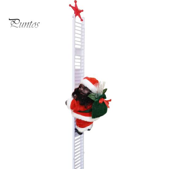 Boneca de corda de escalada elétrica do Papai Noel operada por bateria sobe e desce decoração de árvore de Natal suprimentos para festas de Natal decoração de casa