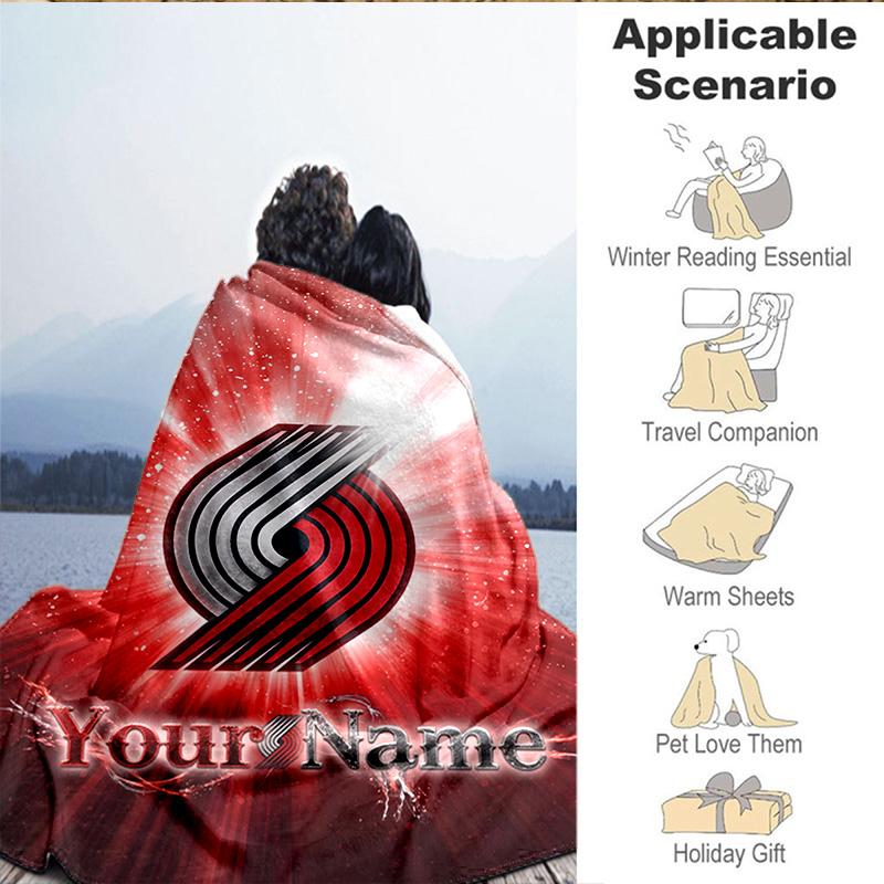 1PC Custom Name Blanket Portland Blazers Artwork Flannel Blankets Patterns Throw Blanket All-Season Soft Gift for Couch, Bed, Camping, Birthday Gifts