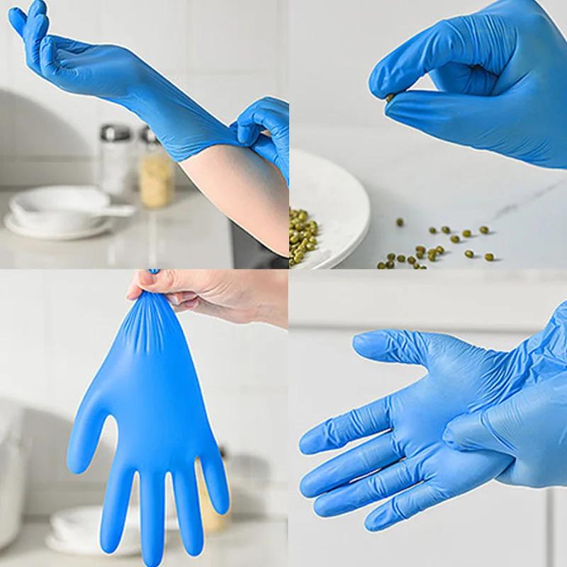 Blue Nitrile Gloves Disposable Household Cleaning Gloves for Kitchen Dishwashing Waterproof Latex Free Powder Free