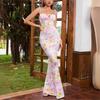 European and American sexy women's clothing new floral slim-fit dress sleeveless suspender long dress hip skirt
