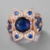Huitan Temperament Rings with White/Blue Cubic Zirconia Bright Charms Female Modern Accessories Delicate Sparkling Party Jewelry