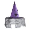 Creative Halloween Night Headgear Witch Hat, with Lace Mesh And Simulated Spiders, Gothic Decorative Spider Web Hat Style Costume Accessory,