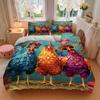 3pcs Colorful Chickens Duvet Cover Set, 1 Duvet Cover + 2 Pillowcases (No Insert), High-Definition Print, Home & Dorm Yy251123042