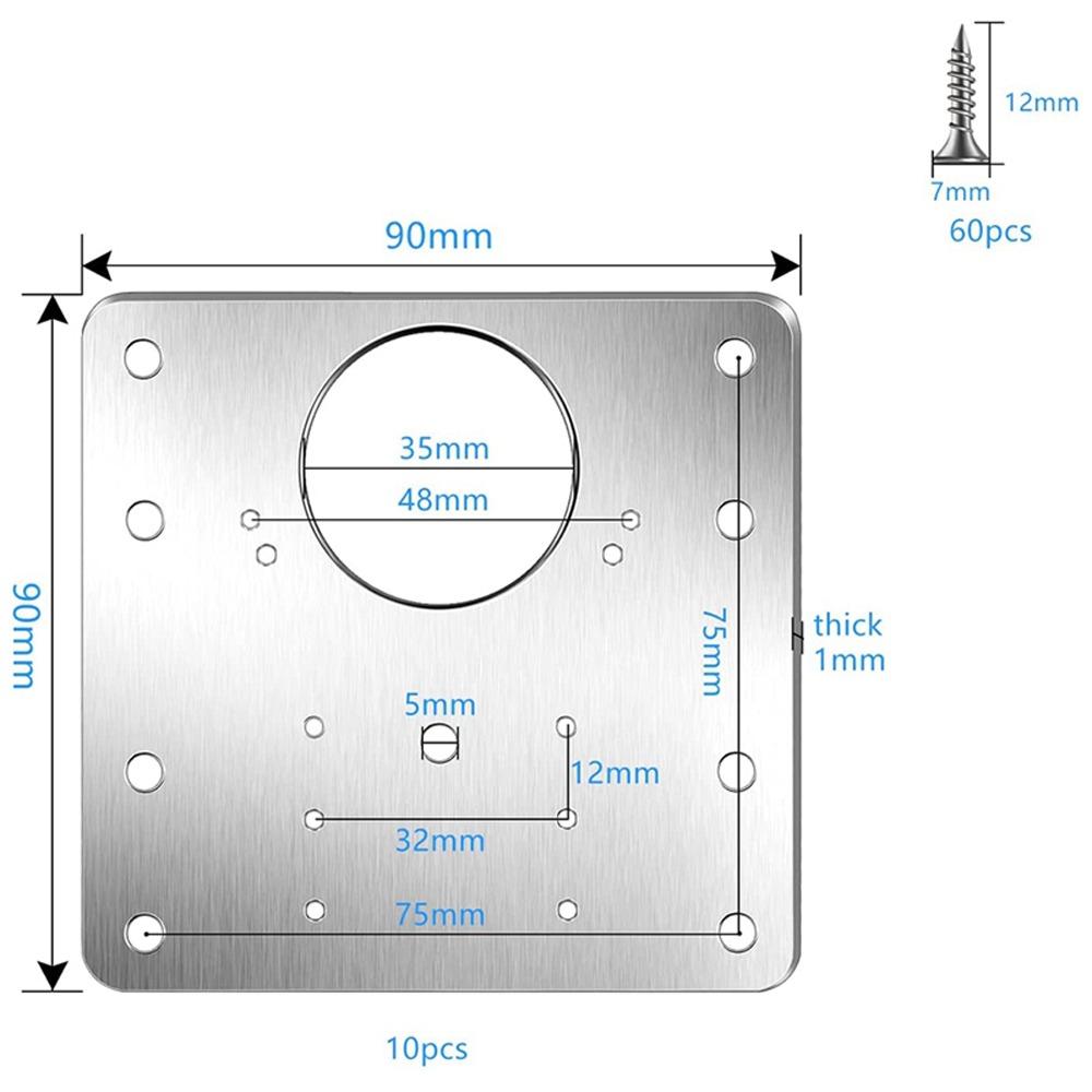 10pcs Stainless Steel Cabinet Hinge Repair Kit Fixing Screws Included Reinforced Structure Door Hinge Mounting Plate