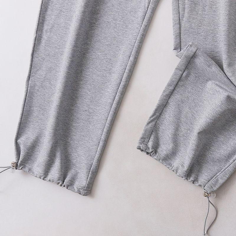 Casual Wide-Leg Pants Spring and Autumn New Foreign Trade Women's Clothing Elastic High Waist Pure Color Loose Elastic Drawstring Pants 27697