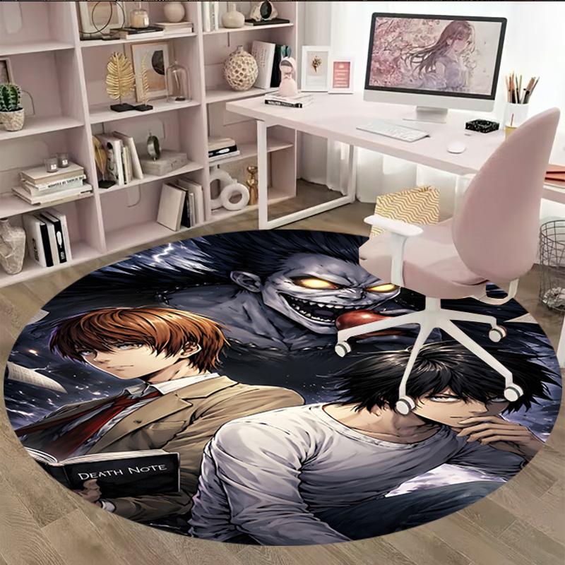 1pc D-Death Note  Carpet, Round Rug, Comfortable, Suitable for Entryways, Living Rooms, Office, And Bedrooms, Christmas Decoration