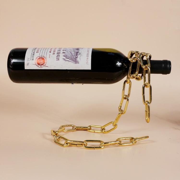 Wine Holder Stand Bottle Alcohol Gold Chain Stylish Gift