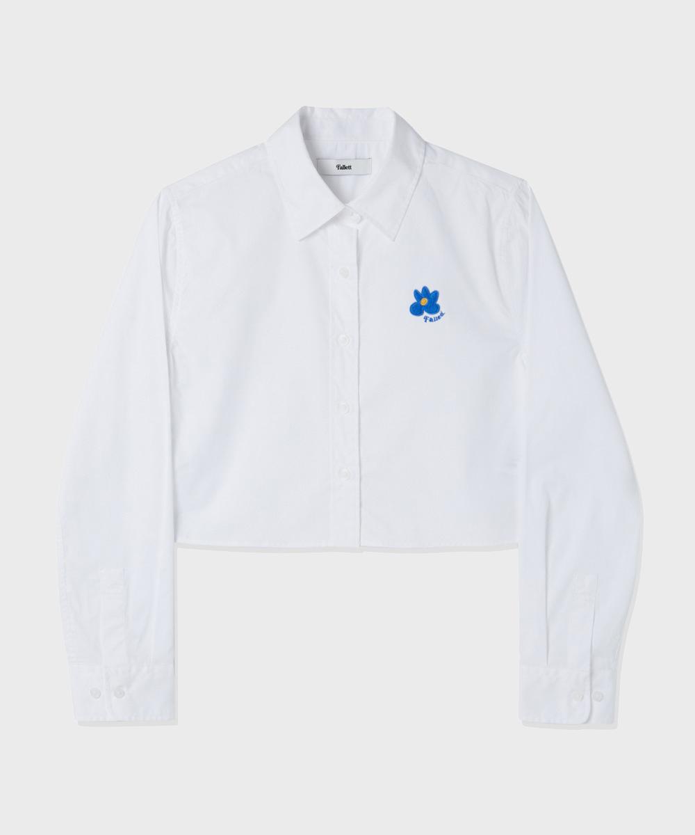 Pallet Flower Point Crop Shirt White White/M
