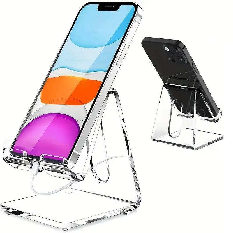 Support Universel Transparent en Acrylique Portable pour Téléphones Support de Bureau Support pour Tablette Pour iPhone Samsung Huawei Xiaomi Téléphone Support iPad