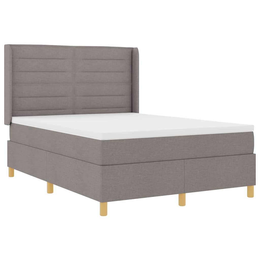 Box Spring Bed with Headboard Taupe 160 x 200 cm Fabric