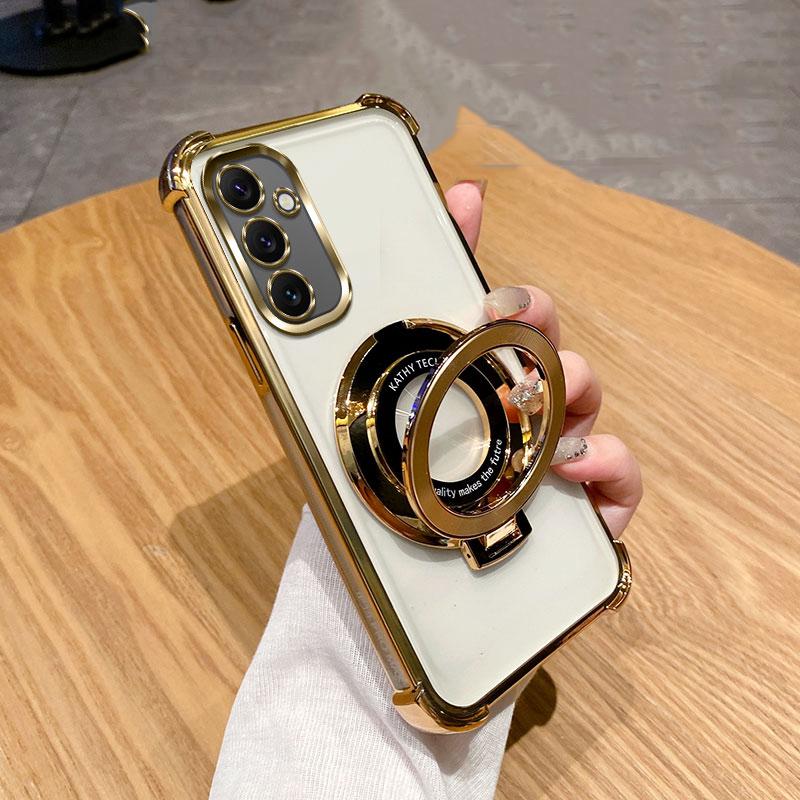 Nárazuvzdorný magnetický držák pro Magsafe Průhledné pouzdro pro Samsung Galaxy S24 S23 S22 S21 S20 FE Ultra Plus S krytem se stojánkem