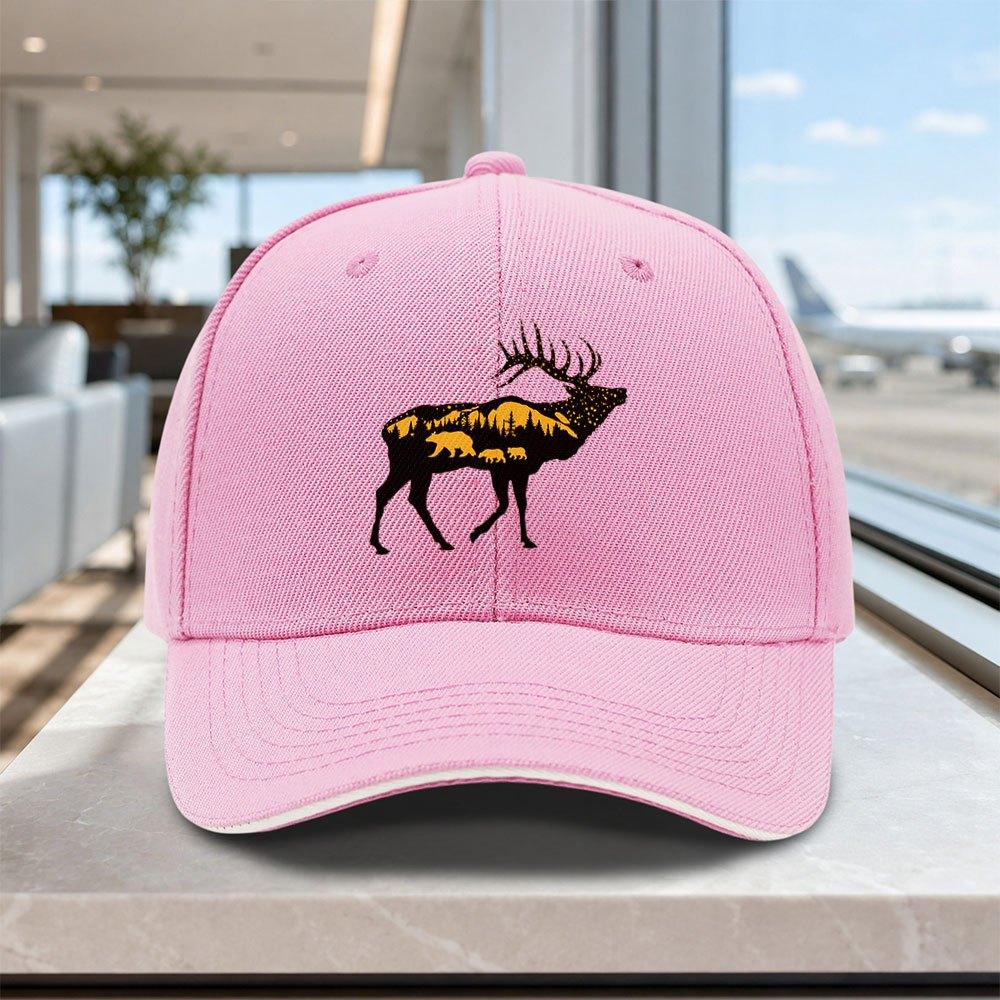 Adjustable Sandwich Cap With Forest Deer Bear Pattern Lightweight Unisex Outdoor Hat For Weddings Parties Gifts