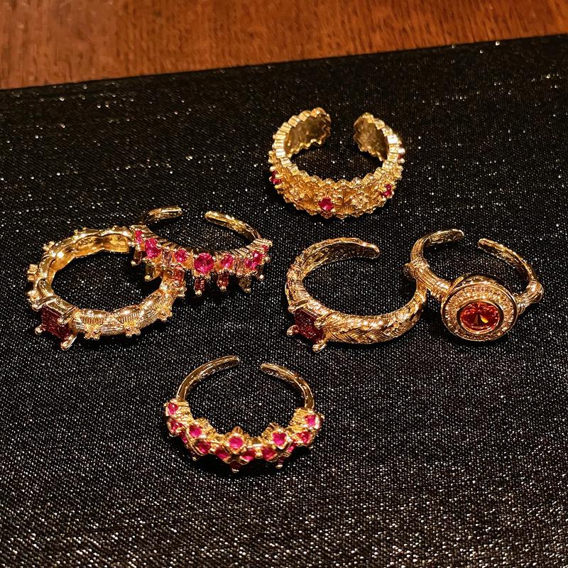 Medieval French Retro High-End Colored Treasure Zir*****Pen Ring Full Of Diamonds Exquisite Personalized Accessories