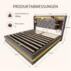 140 × 200 Cm Upholstered Bed with Storage, Velvet Bed with Multifunctional Headboard, LED Lighting, 2 USB & Type-C Port, Hydraulic, Dark Gray