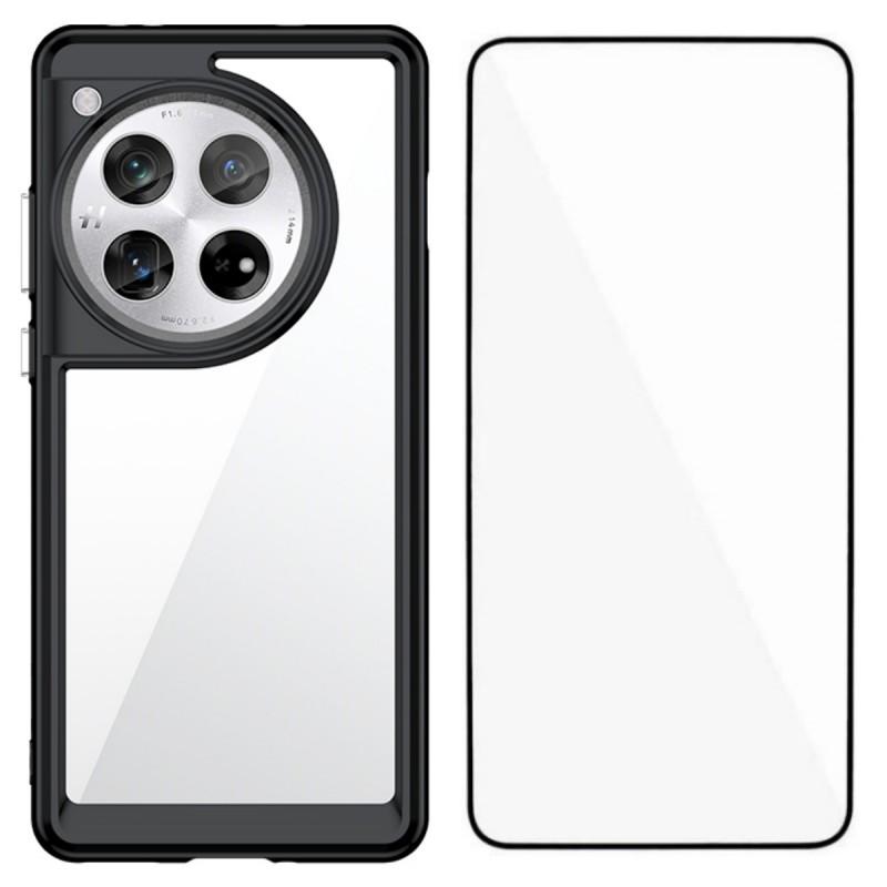 For OnePlus 12 5G Phone Case WANLONFENG XC Series TPU Acrylic Cover with Tempered Glass (Big Lens Hole)