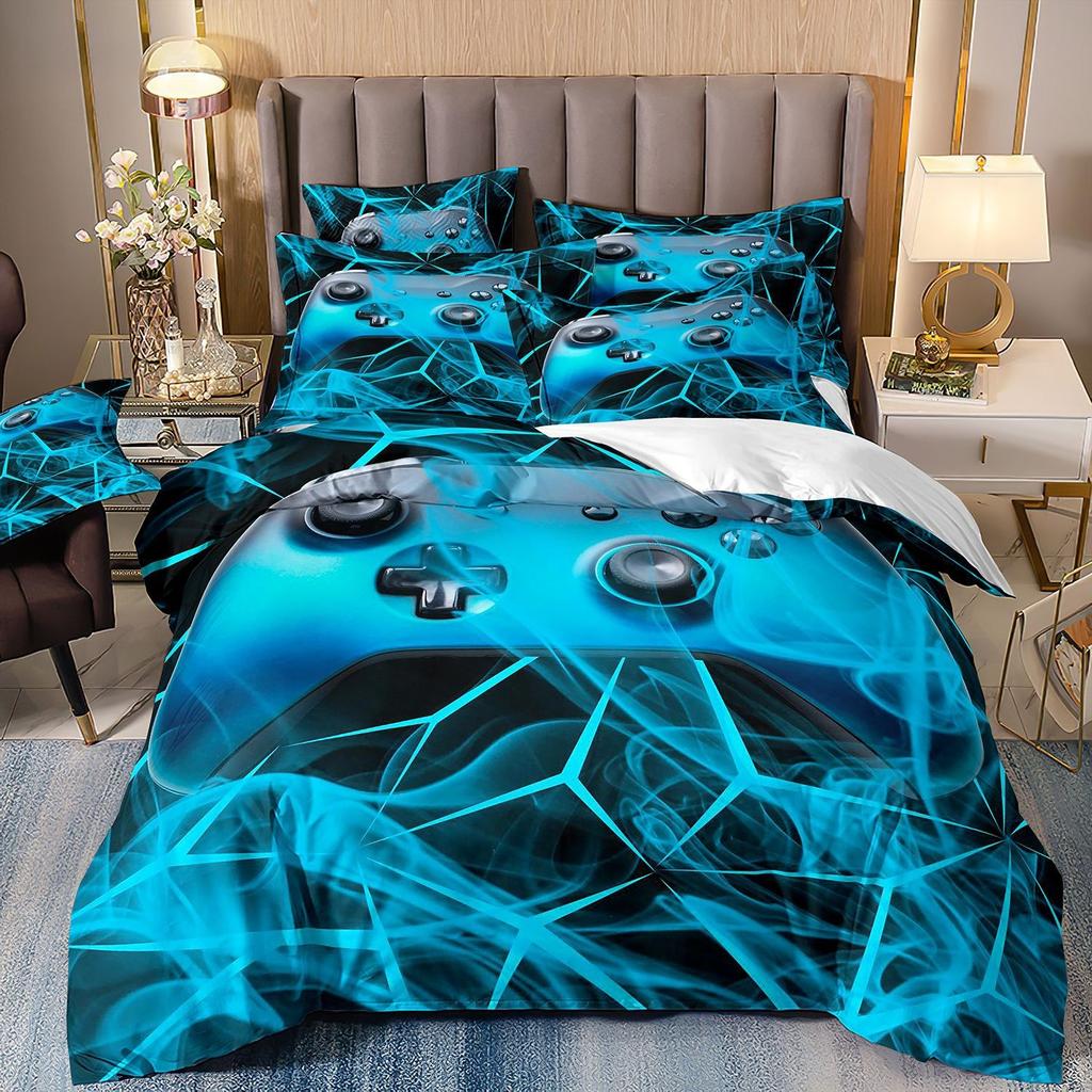 Videospiele Bettwäscheset Herren ,Gamecontroller Bettdeckenbezug mit Kissenbezügen für Jungen,Druck Spielen Duvet Cover Set Jugendliche