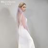Plain Solid Color Tulle Bridal Veil Single Layer Soft Flowy Simple Wedding Veil White Lavender Light Blue Floor Length Veil For Bride Elopement Shoot