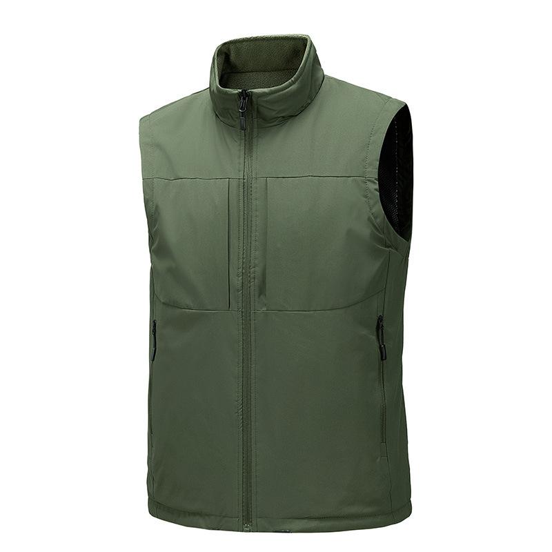 

Autumn and Winter Men s Fleece Vest with Fleece To Keep Warm and Casual Vest, Wear Multi-pocket Vest On Both Sides As A Base 5XL армія зелений колір