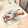 Adorable Teddy Bear In Overalls Cartoon Rug Fornursery Kids Roomsoft Plush Floormatchild Friendly Area Rug Crystal Velvet Carpet