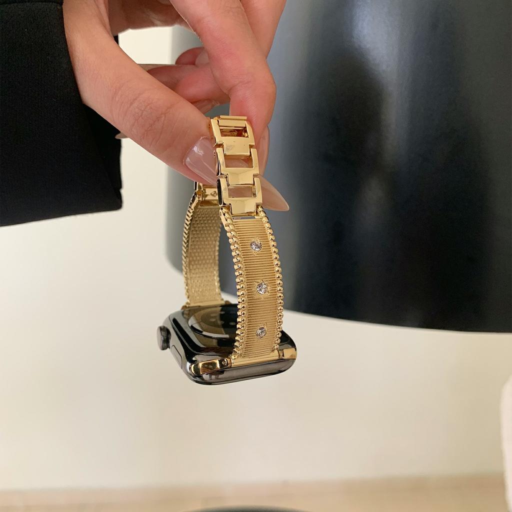 Bracelet Strap for Apple Watch Series 10 9 8 7 SE 6 5 4 3 2 1 42mm 41mm 40mm 38mm Rhinestone Decor Stainless Steel Watch Band