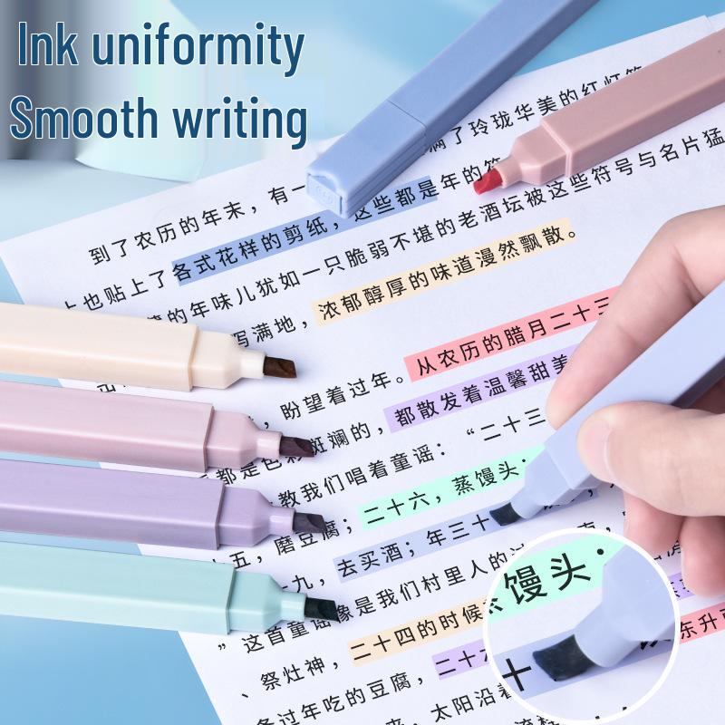 Morandi Eye-Protecting Macaron Color Highlighter Pen for Students