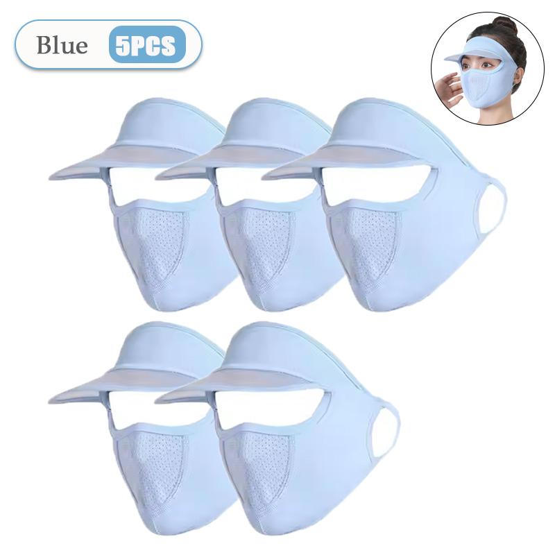 1-20PCS Women‘s Summer Ice Silk Sun Hat with Full Face Mask Breathable UV Protection Lightweight Washable for Outdoor Travel