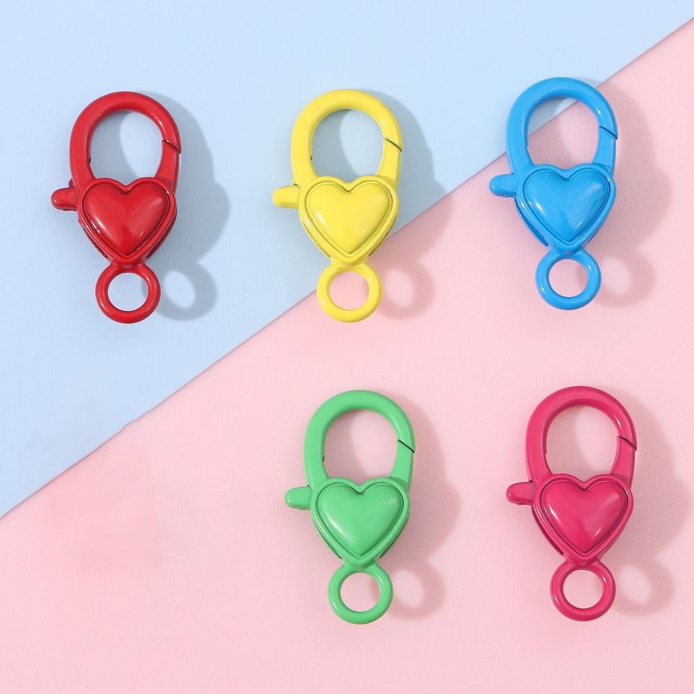 2 Pcs/bag Zinc Zinc Alloy Handmade DIY Keychain Baking Paint Spring Buckle 27MM Heart Lobster Clasp  Student