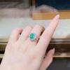 Emerald Pagoda Cut 925 Sterling Silver Ring with Green Diamond Ice Flower Gem