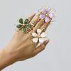 Color sweet small fresh oil dripping flower bracelet ring set design sense hollow double petals