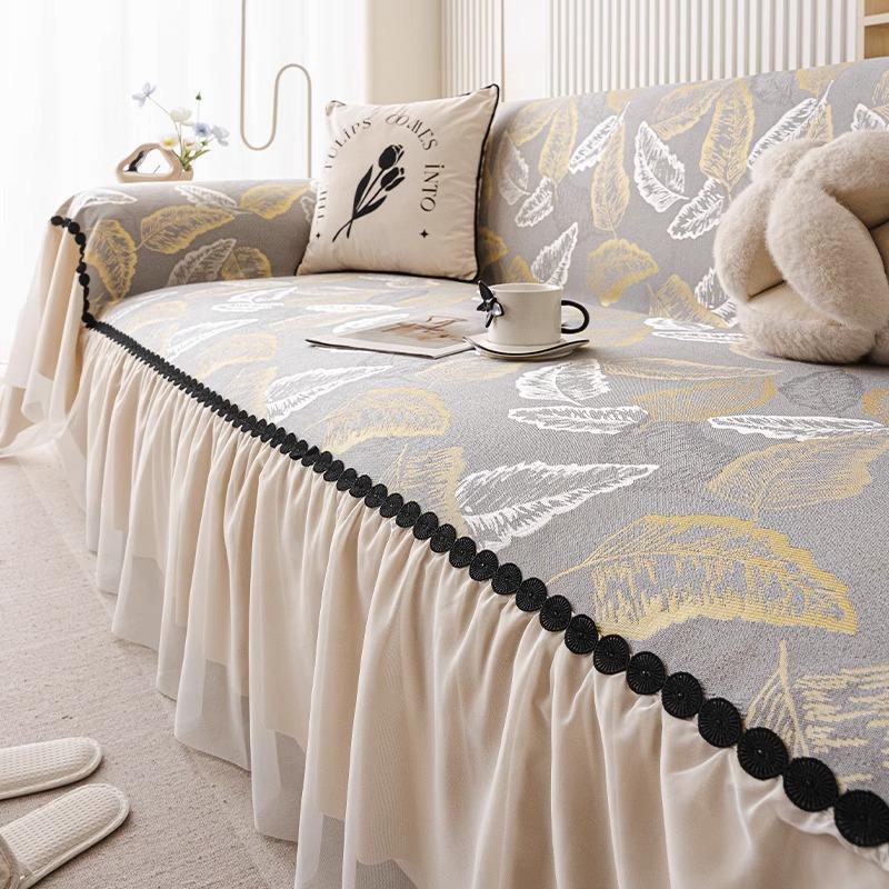 Sommer Eis Seide Sofa Handtuch Blatt Französischer Rock Creme Wind Sofa 2025 Neu Rutschfest Kühl Sofakissen