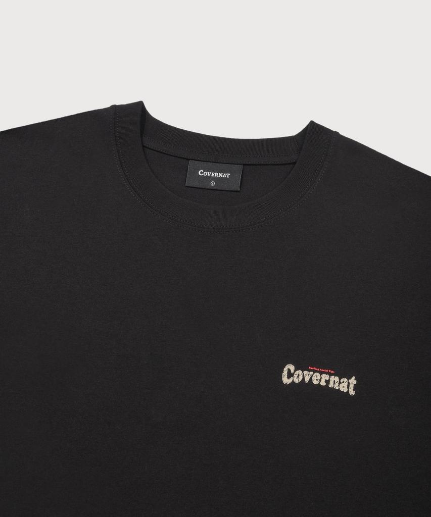 COVERNAT Cool Cotton Surfing Motion Graphic T-Shirt Black