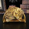 Space-Saving Ironwork Gold Tissue Holder Standing Nordic Style Ginkgo leaves Napkin Stand No-slip Multi-purpose