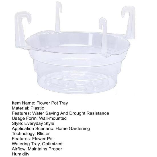 Yousheng Flower Pot Watering Tray, with Hooks Hanging Baskets, Ventilation Easy Installation Plant Tray, for Indoor Outdoor Hanging