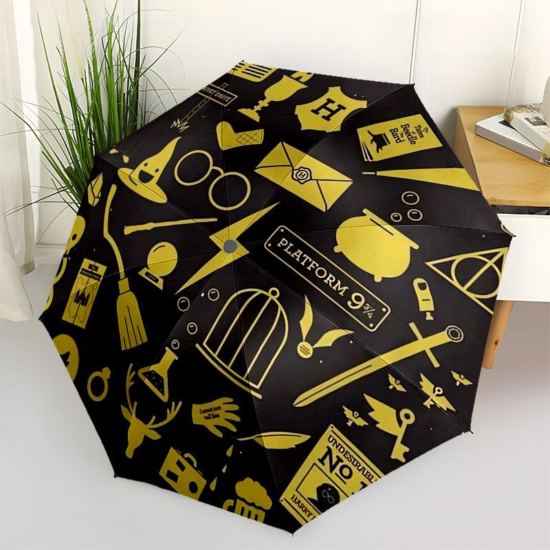1pc Harry Potter Symbols Umbrella with Plastic Handle,Cartoon Pattern,Suitable for All Seasons Multi-functional Umbrella376