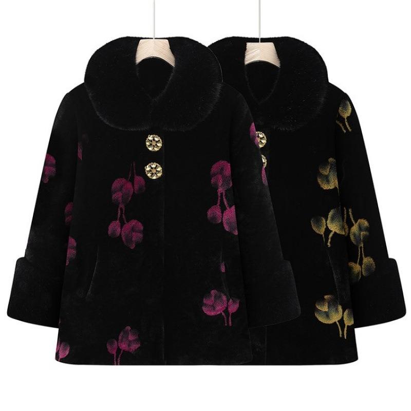 Mink winter winter coat coat velvet medium and long old lady thickened padded jacket women