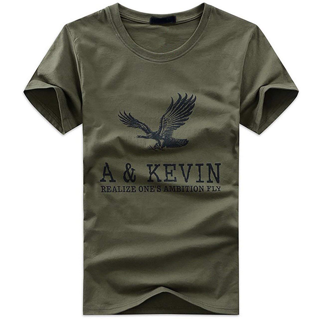 

Chrome Crane Men s Short Sleeve T-Shirt with American Casual Logo Print and Eagle Logo (Khaki, Size L) TSP009