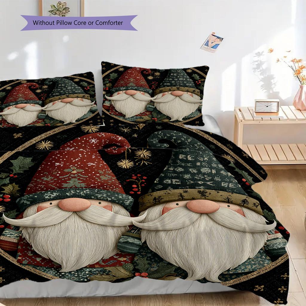 Dwarf Pattern Bedding Quilt Set Quilt Cover Pillowcase Home Decoration Birthday Gift (1 * duvet cover + 2 * pillowcase, without core)
