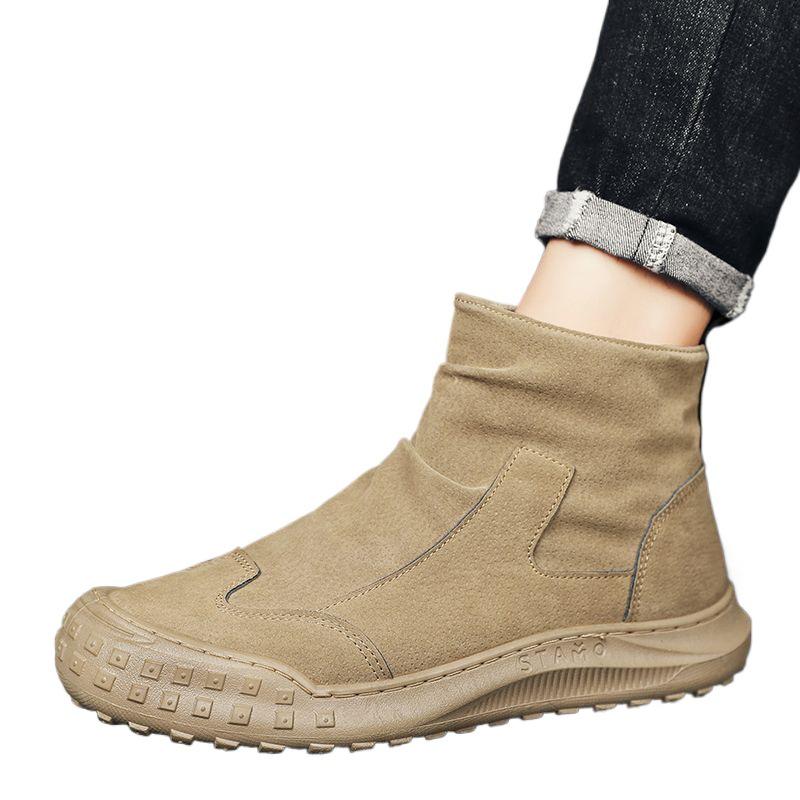 Men's 2025 Autumn Black High-Top Safety Leather Boots - Dirt-Resistant, Non-Slip, Versatile Work Shoes