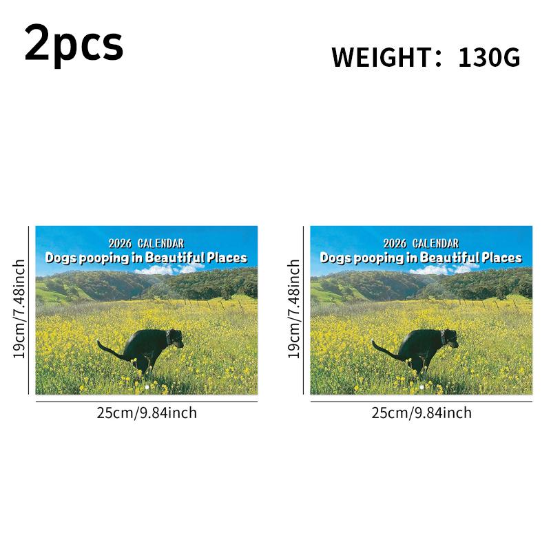 2026 Dog Pooping Calendar Funny Animal Humor Wall Calendar with Dogsh*t Design Novelty Gag Gift for Dog Lovers Office Home Decor