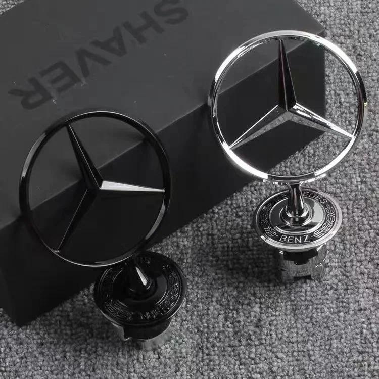 WUGL8 3D Metal Blue Chrome Star Bonnet Hood Logo Emblem Badge For Mercedes Benz W203 W204 W205 W210 W211 W212 W213 W214 W220 W221 W222