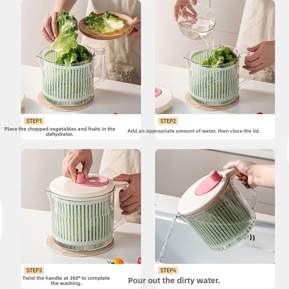 Drain and Spin Dryer Vegetable Dehydrator Plastic Fruit  Manual Spin Basket  Household Use