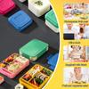Lancheira Portátil Bento Box Recipientes de Almoço para Adultos Micro-ondas À Prova de Vazamento 6 Compartimentos para Adultos Crianças Criança Pequena Com Talheres